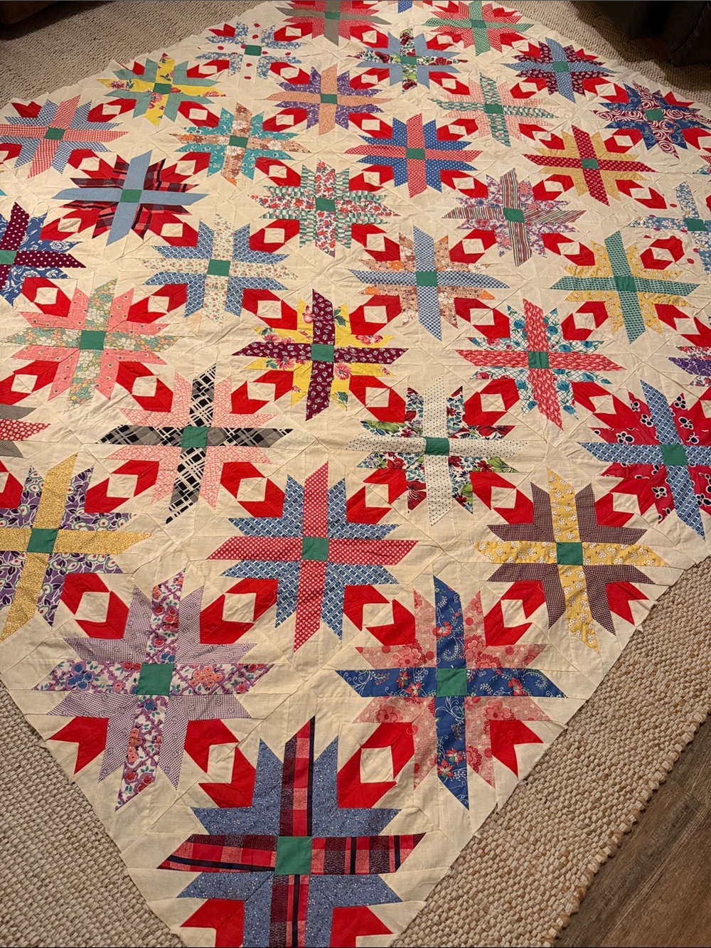 Showstopper Vintage Handmade Unusual Pattern Patchwork Quilt (Top)